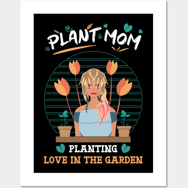 Plant mom planting love in the garden orange Wall Art by HCreatives